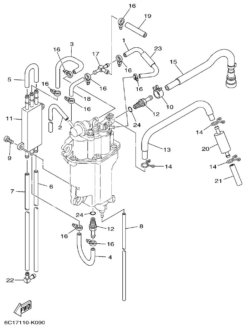Yamaha FT50JET, FT60GET FUEL INJECTION PUMP 2 parts diagram